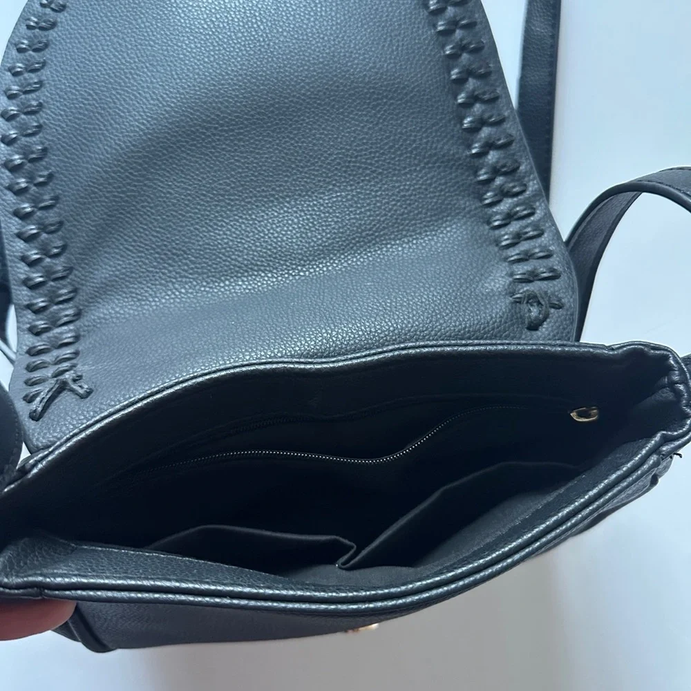 Boho Black PU Leather Crossbody Bag - Picture 4 of 8